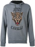 Just Cavalli - Tiger Face Print Hoodie - Men - Cotton - M, Grey, Cotton