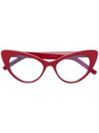 Saint Laurent Eyewear Cat Eye Frame Glasses - Red