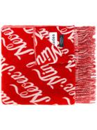 Études Fringed Slogan Scarf - Red