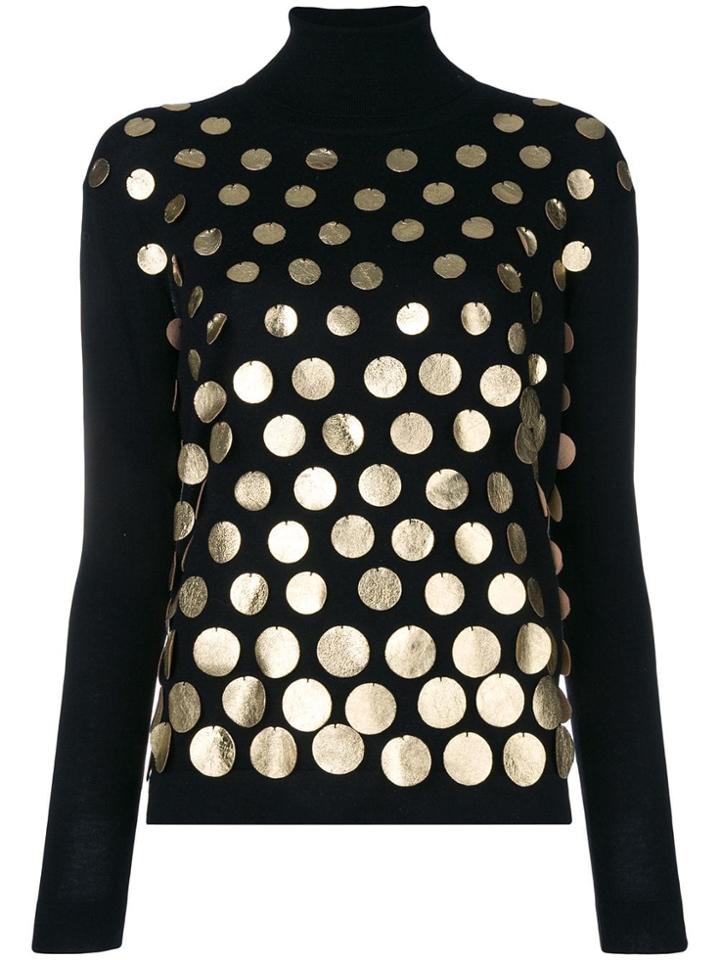 Snobby Sheep Foiled Polka Dot Turtleneck Sweater - Black