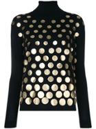 Snobby Sheep Foiled Polka Dot Turtleneck Sweater - Black