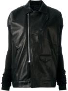 Rick Owens Ribbed Sleeve Leather Jacket
