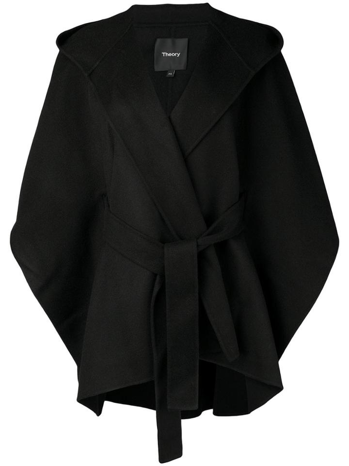 Theory Belted Cape Coat - Black
