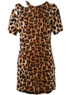 R13 Ripped Neck Leopard Print Dress