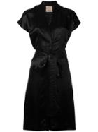 Laneus - Eagle Embroidered Wrap Dress - Women - Viscose - 44, Black, Viscose