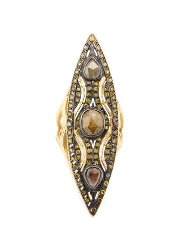 Loree Rodkin Art Deco Style Marquise Shaped Diamond Ring - Metallic