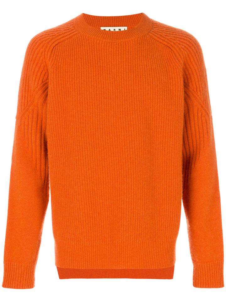 Marni Ribbed Crew Neck Sweater - Yellow & Orange