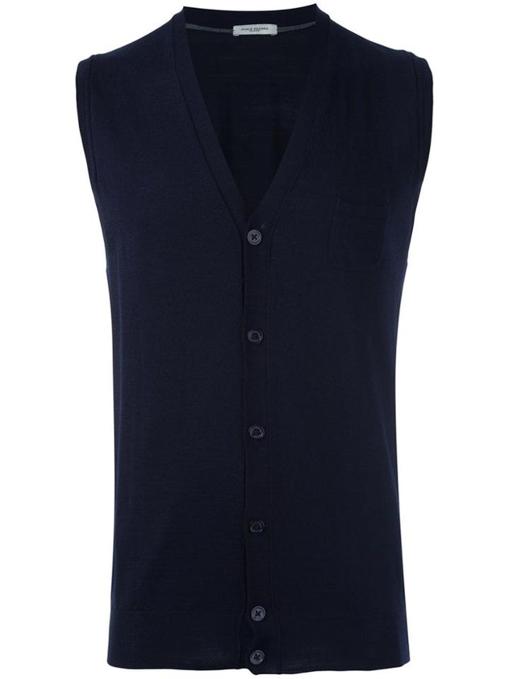 Paolo Pecora Sleeveless V-neck Cardigan - Blue