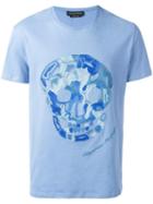 Alexander Mcqueen Skull Embroidered T-shirt, Men's, Size: Large, Blue, Cotton/viscose