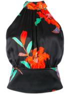 Diane Von Furstenberg High Neck Open Back Blouse - Black