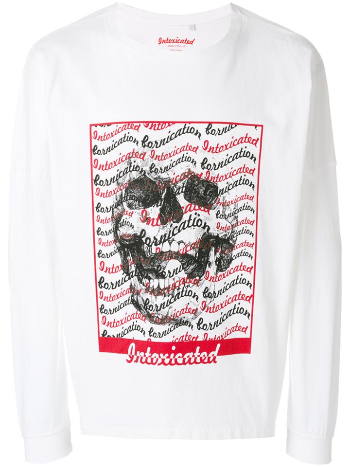 Intoxicated Long-sleeved Skull T-shirt - White