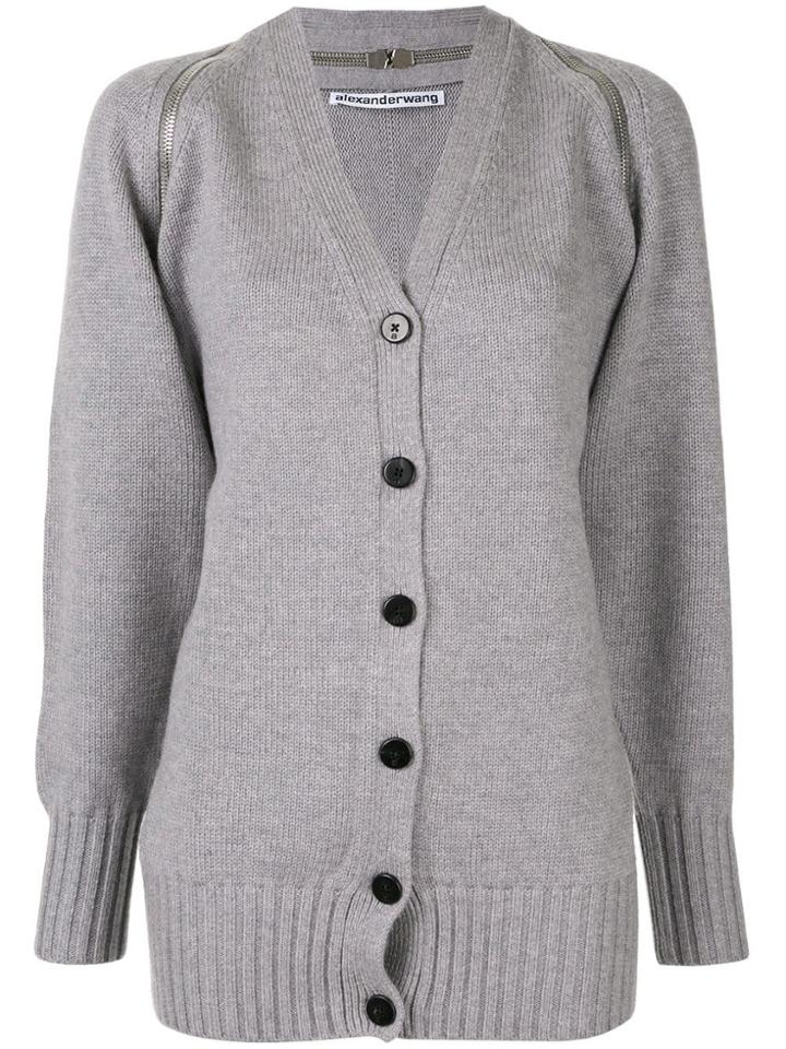 Alexander Wang Splittable Zip Shoulder Cardigan - Grey