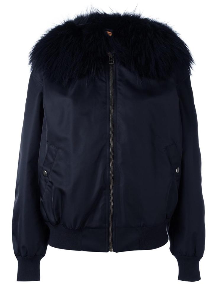 Mr & Mrs Italy Fur Collar Bomber Jacket - Blue