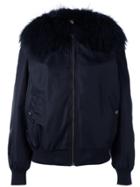 Mr & Mrs Italy Fur Collar Bomber Jacket - Blue