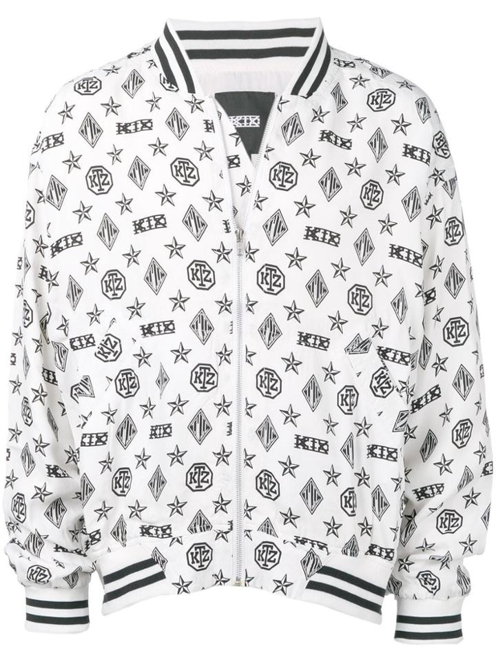 Ktz Monogram Print Bomber Jacket - White