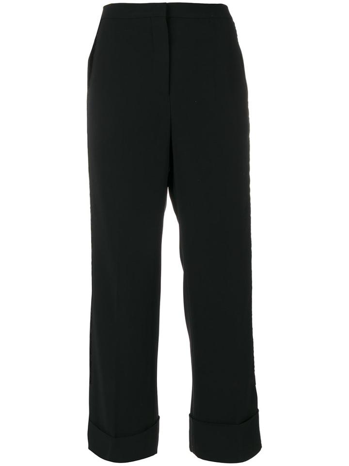 No21 - Stripe Panel Cropped Trousers - Women - Viscose/spandex/elastane/polyamide - 42, Black, Viscose/spandex/elastane/polyamide