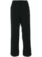 No21 - Stripe Panel Cropped Trousers - Women - Viscose/spandex/elastane/polyamide - 42, Black, Viscose/spandex/elastane/polyamide