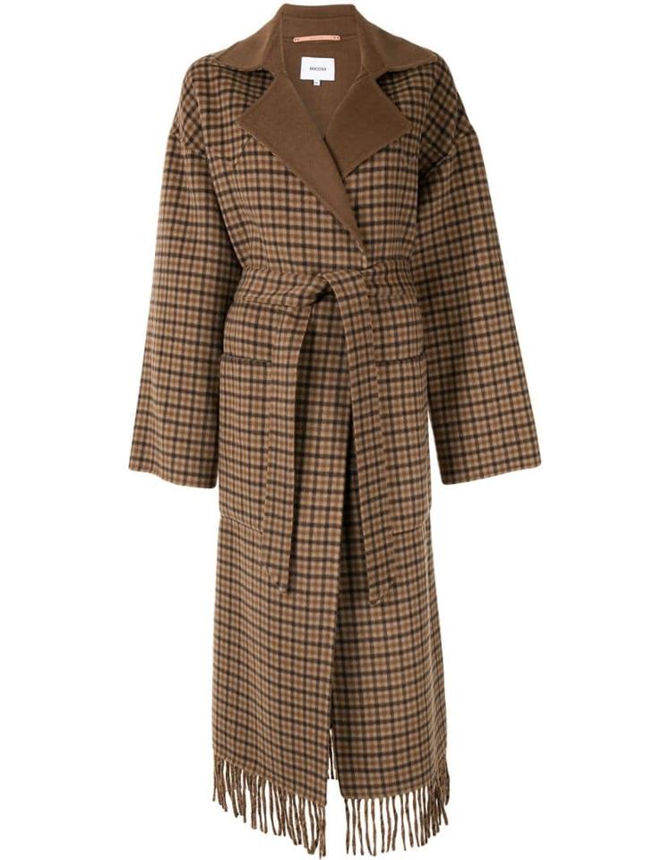 Nanushka Tassel Hem Maxi Coat - Brown