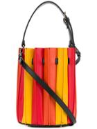 Sara Battaglia Plissè Bucket Tote - Red