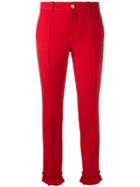 Gucci Frill Hem Trousers, Women's, Size: 44, Red, Silk/wool