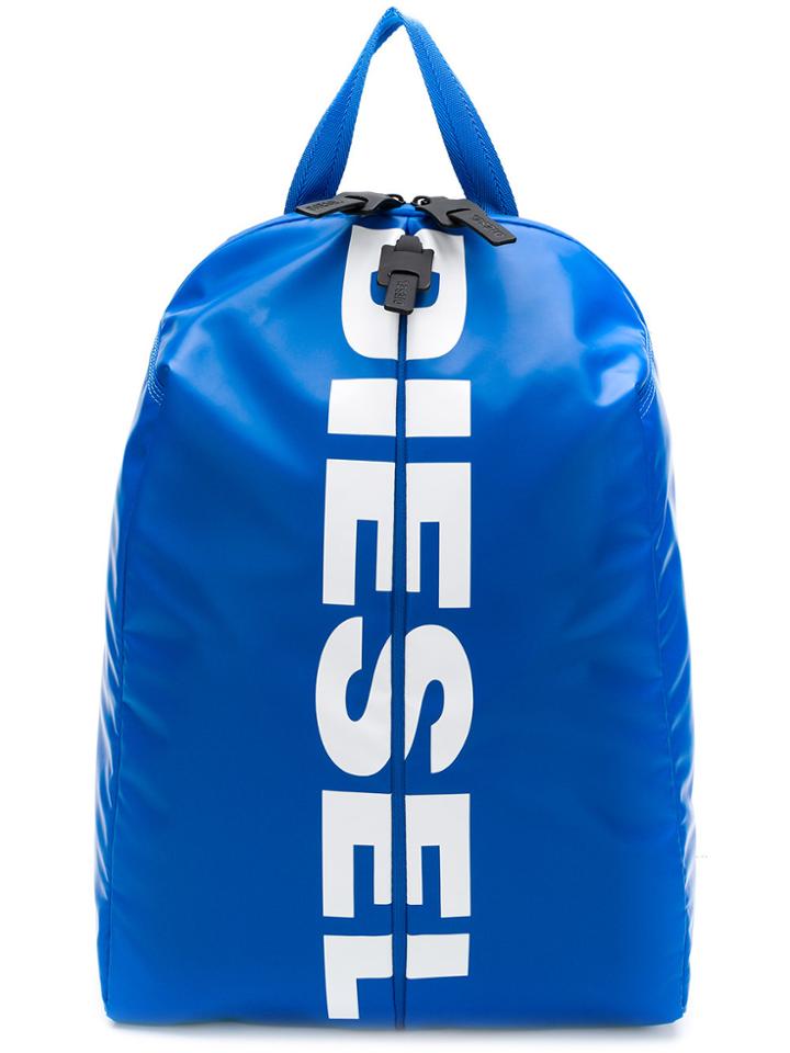 Diesel Logo Print Backpack - Blue