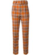 Taro Horiuchi Checked Tailored Trousers, Women's, Size: 1, Yellow/orange, Wool