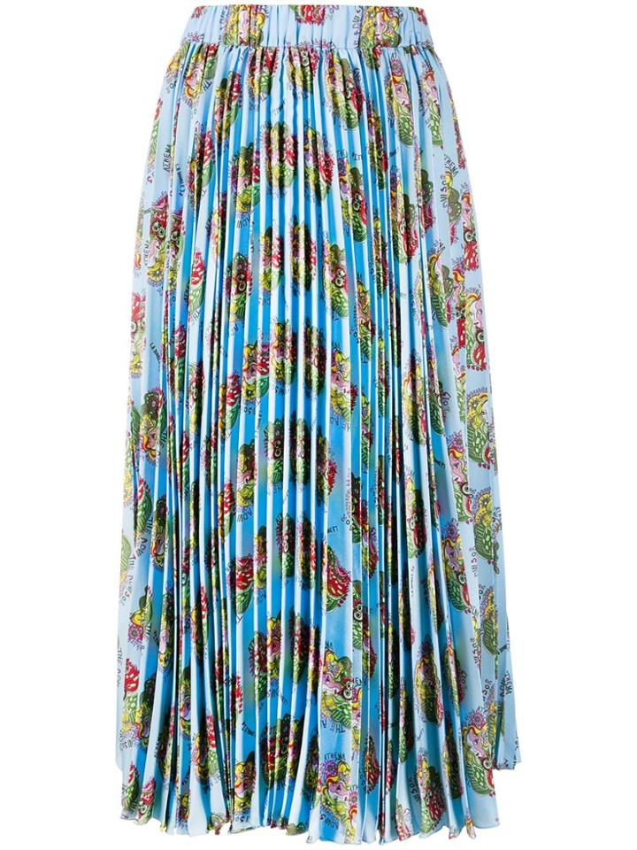 La Doublej Athena Pleated Midi Skirt - Blue