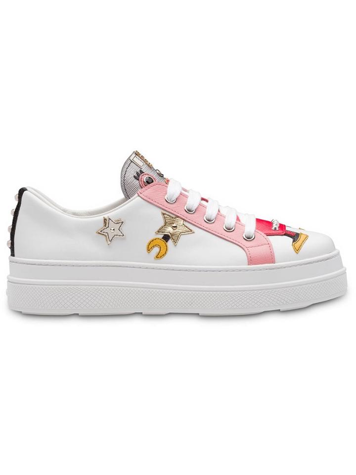 Prada Robot Motif Sneakers - White