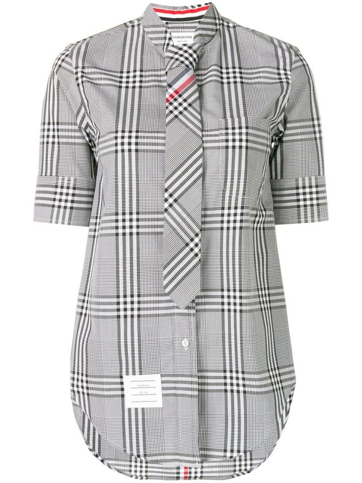 Thom Browne Tie Tartan Shirt - Black