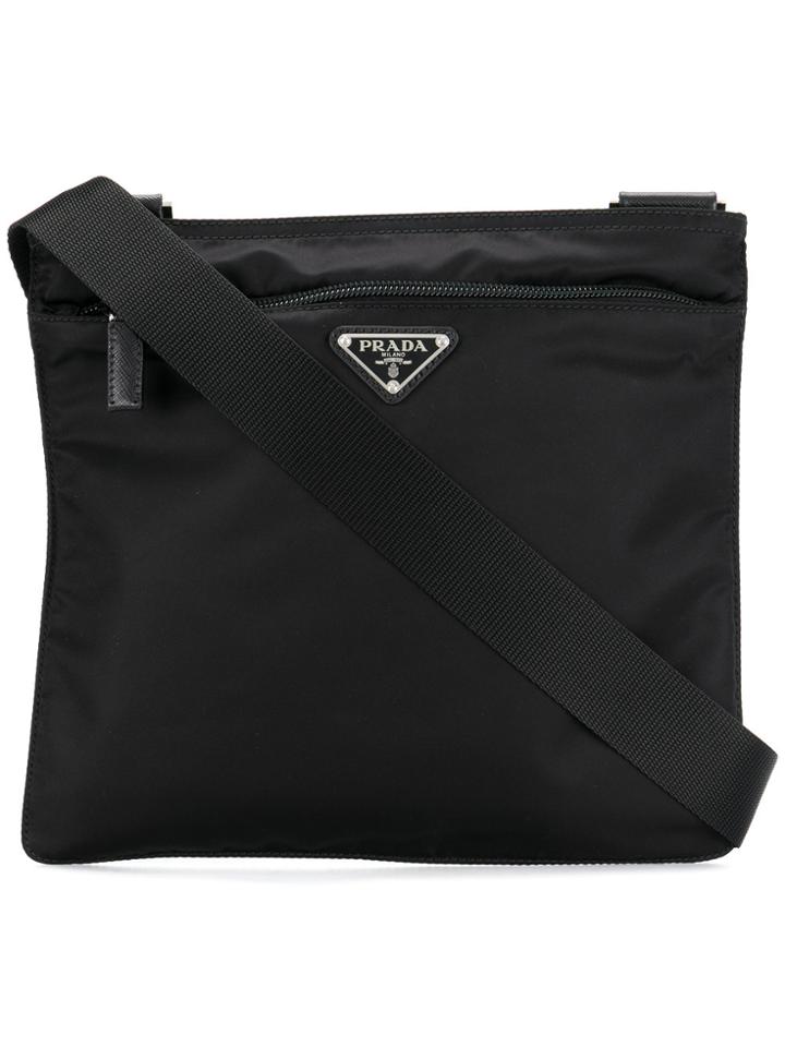 Prada Logo Plaque Vela Cross-body Bag - Black