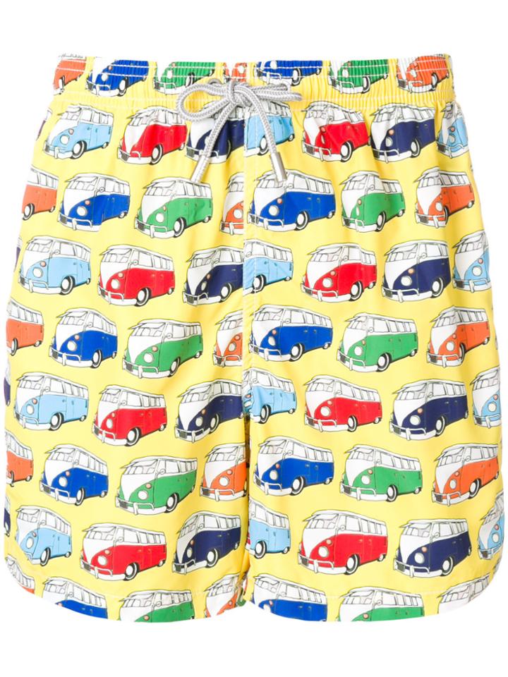 Mc2 Saint Barth Print Drawstring Shorts - Yellow & Orange