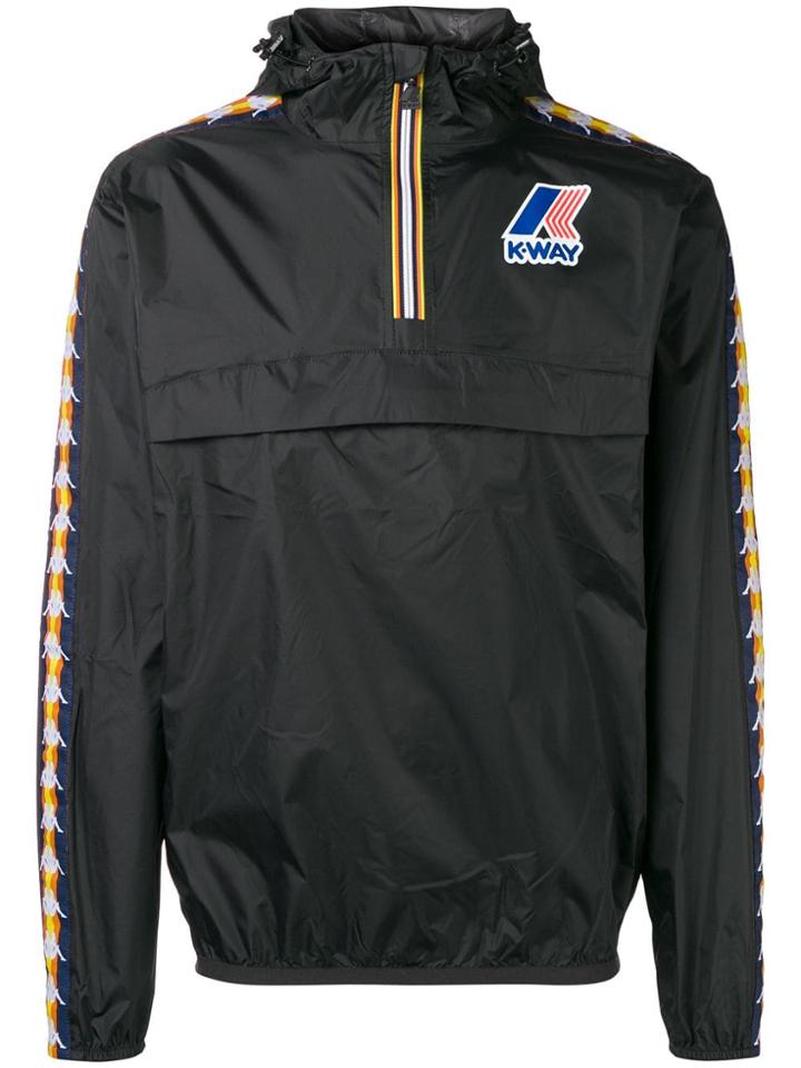 Kappa Brand Stripe Windbreaker Sweater - Black