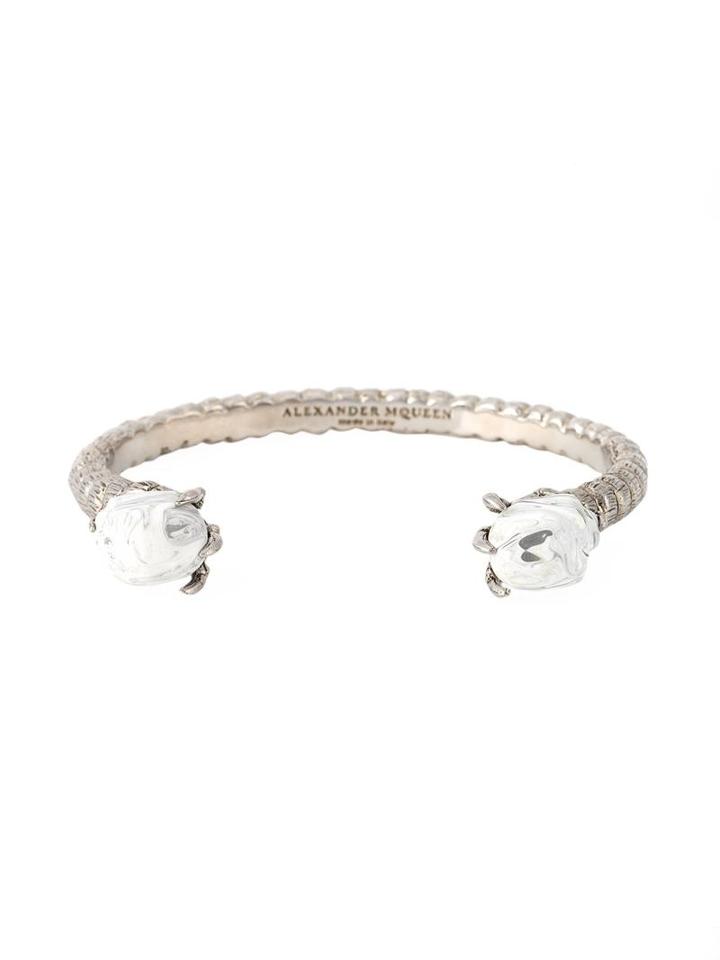 Alexander Mcqueen Twin Skull Talon Bracelet, Metallic