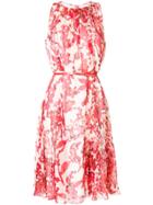 Max Mara Floral Print Georgette Dress - Red