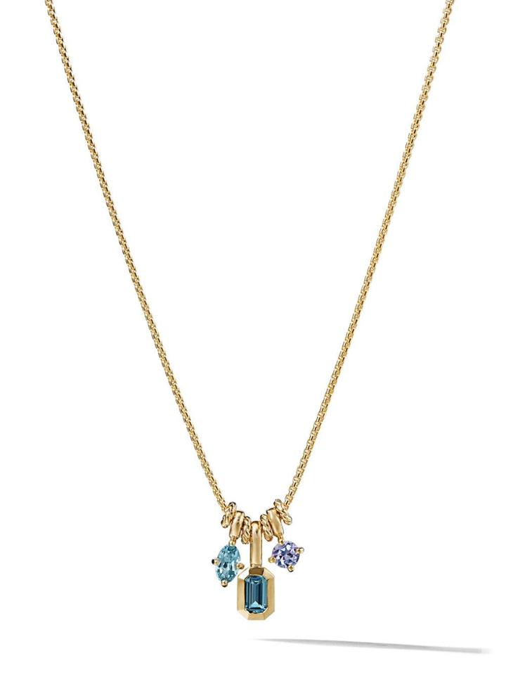 David Yurman 18kt Yellow Gold Novella Hampton Blue Topaz, Aquamarine,