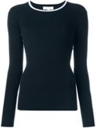 Michael Michael Kors Ribbed Fine Knit Sweater, Women's, Size: Large, Blue, Nylon/viscose