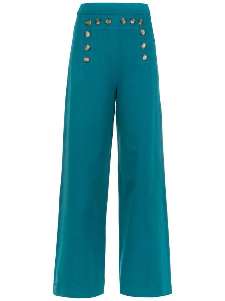 Nk Buttoned Palazzo Pants - Green