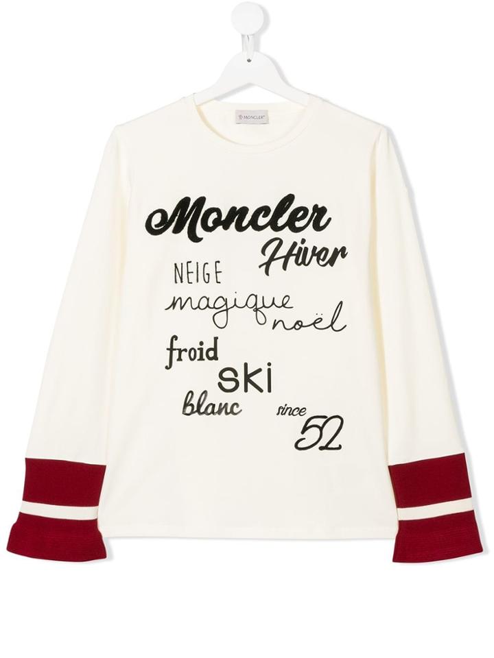 Moncler Kids Winter Words Jersey Sweater - White