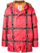 Supreme Logo Tape Parka Coat - Red