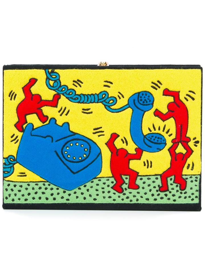 Olympia Le-tan Olympia Le-tan X Keith Haring Clutch Bag, Women's, Black