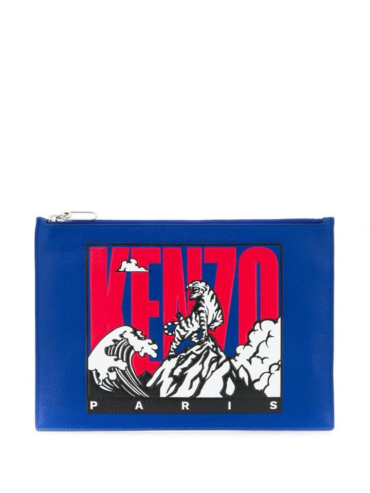 Kenzo Tiger Mountain Clutch - Blue
