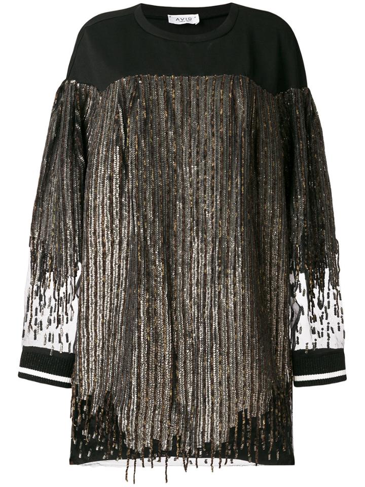 Aviù Sequin Oversized Dress - Black