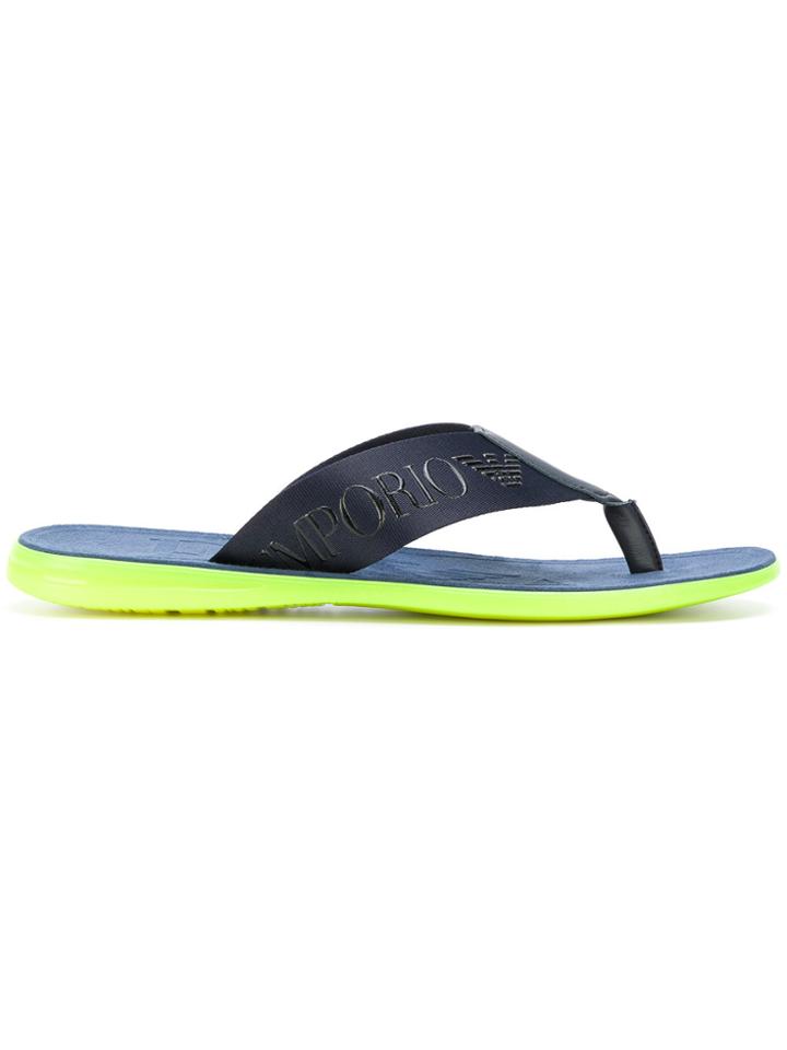 Emporio Armani Logo Flip Flops - Blue