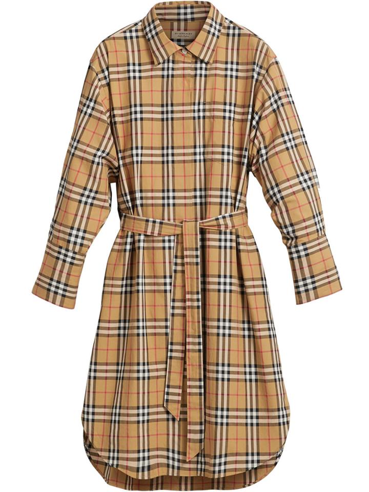 Burberry Tie-waist Vintage Check Cotton Shirt - Brown