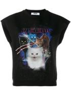 Msgm Sleeveless Cat Motif Sweatshirt - Black