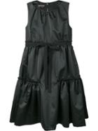 Rochas Bow Embellished Tiered Dress, Women's, Size: 42, Black, Polyester/silk