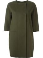 's Max Mara Panelled Collarless Coat, Women's, Size: 34, Green, Virgin Wool
