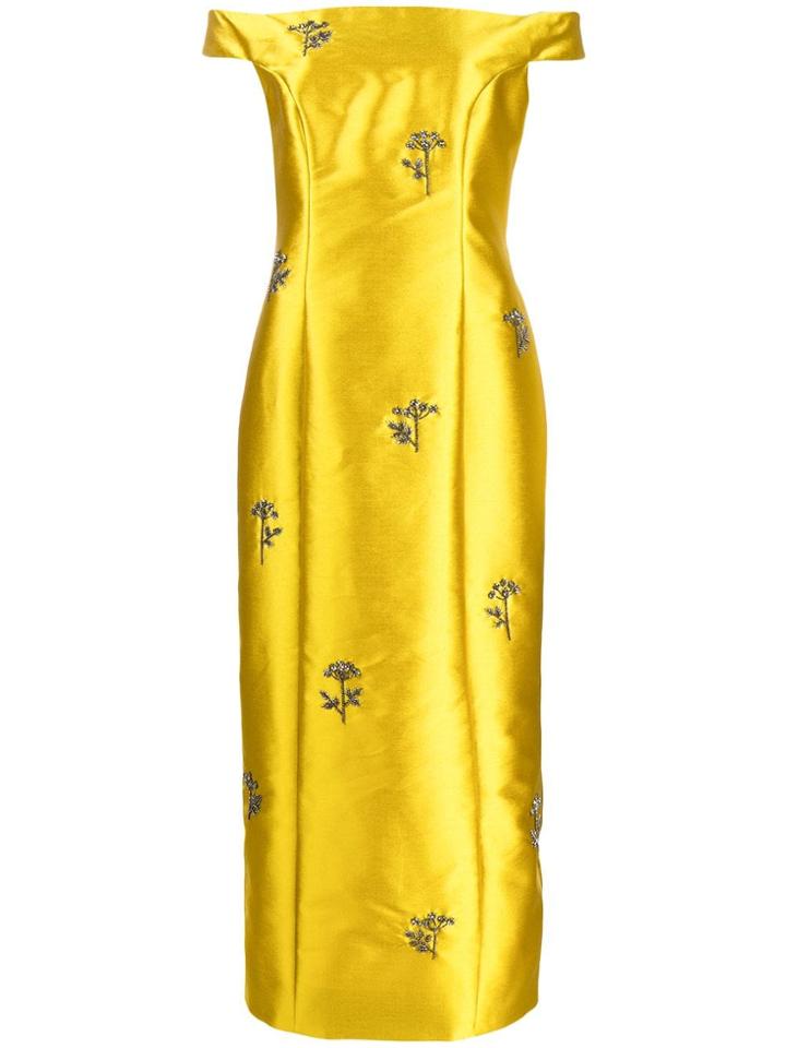 Erdem Embellished Long Dress - Yellow