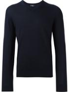 Hackett V Neck Fine Knit Jumper, Men's, Size: Medium, Blue, Merino