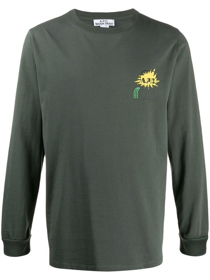 A.p.c. X Brain Dead Logo Print Sweatshirt - Green